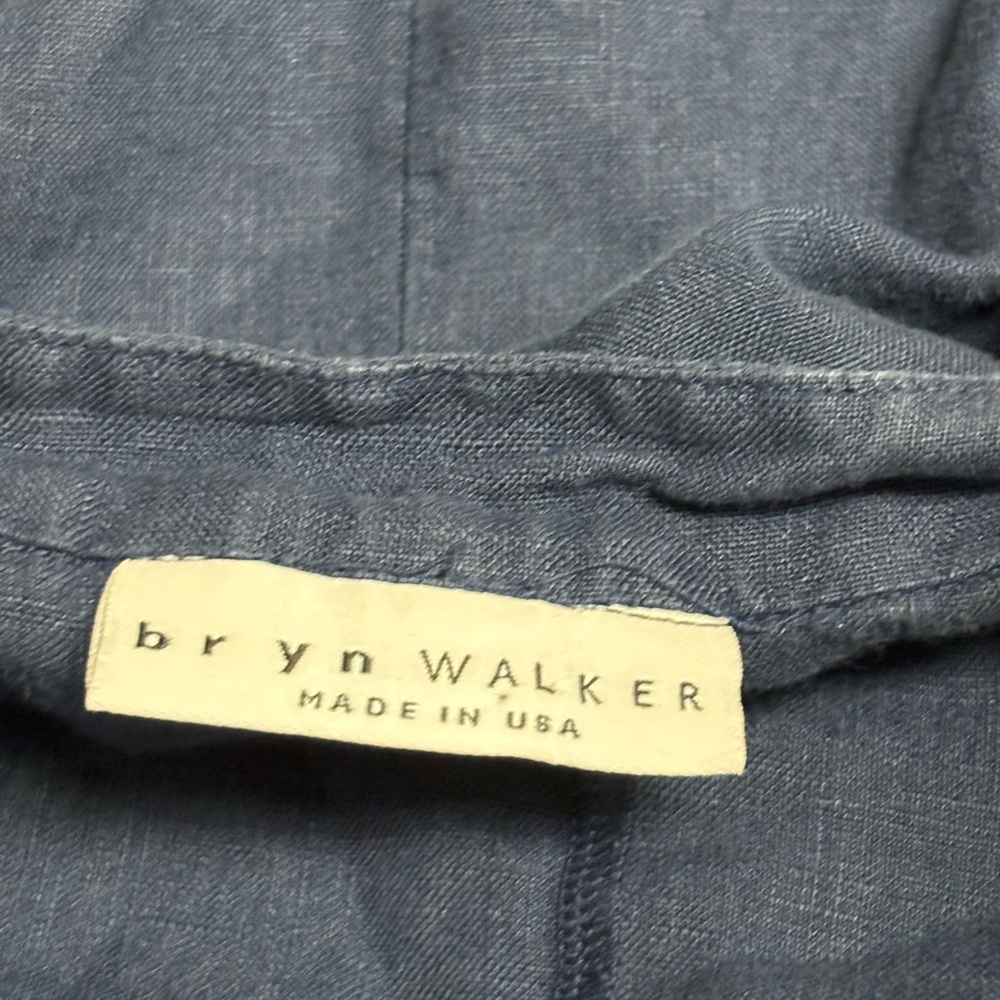 Bryn Walker Dress Linen Large Blue Long Shirt Tunic Pockets Made in USA Lagen - Picture 8 of 16